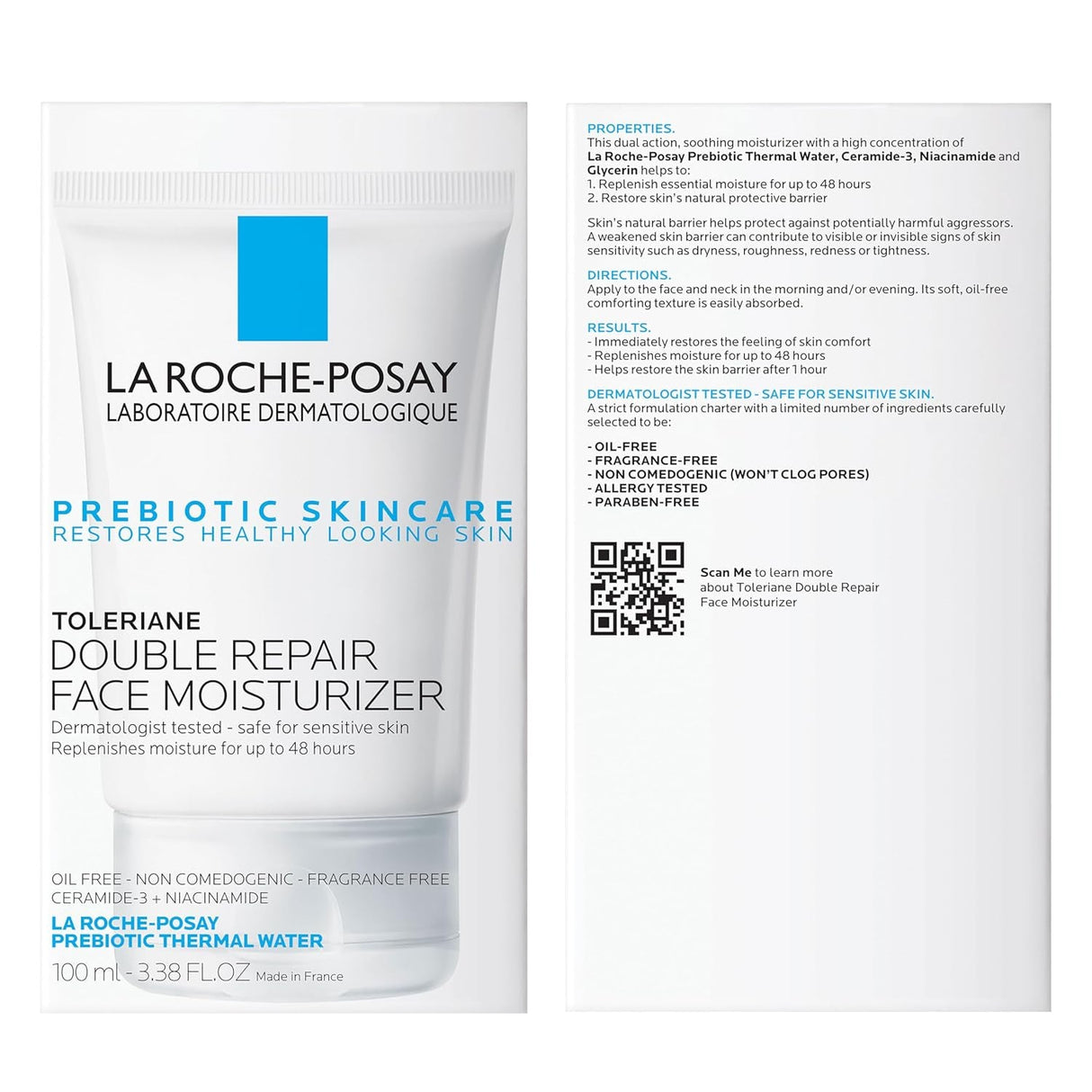 La Roche-Posay Toleriane Double Repair Face Moisturizer | Daily Moisturizer Face Cream with Ceramide and Niacinamide for All Skin Types | Oil Free | Fragrance Free
