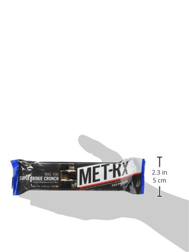 Met-Rx Big 100 Protein Bar, Meal Replacement Bar, 32G Protein, Super Cookie Crunch, 9 Bars (Pack of 1)