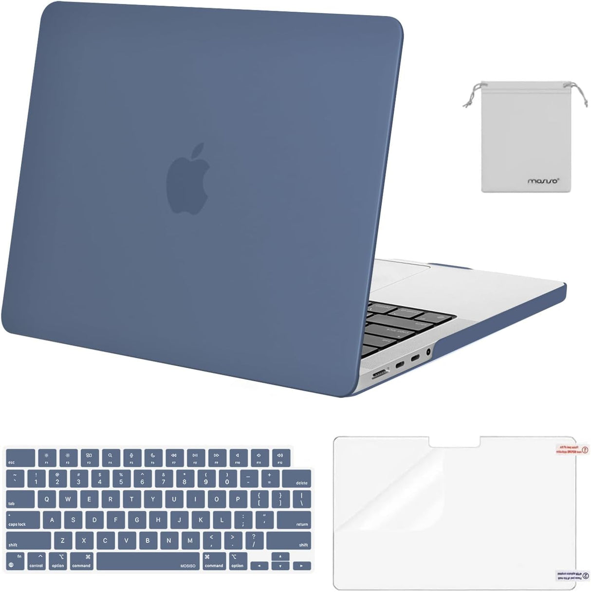 MOSISO Compatible with Macbook Pro 14 Inch Case 2024 2023 2022 2021 M4 M3 M2 M1 Pro Max A3112 A3185 A3401 A2918 A2992 A2779 A2442, Plastic Hard Shell&Keyboard Cover&Screen Film&Pouch, Black