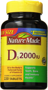 Nature Made Vitamin D3 2000 IU (50 Mcg), Dietary Supplement for Bone, Teeth, Muscle and Immune Health Support, 220 Tablets, 220 Day Supply - Supply Center USA