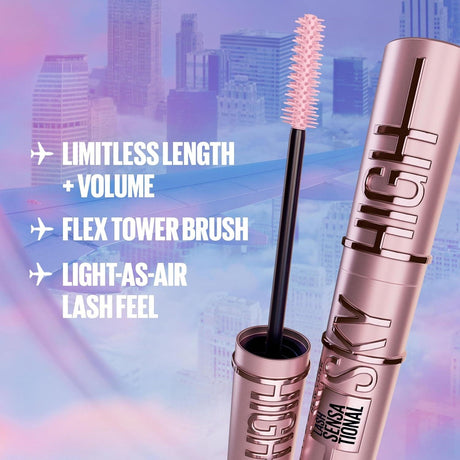 Maybelline Lash Sensational Sky High Washable Mascara Makeup, Volumizing, Lengthening, Defining, Curling, Multiplying, Buildable Formula, True Brown, 1 Count - Supply Center USA