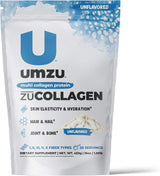UMZU Zucollagen Hydrolyzed Protein Powder | 5 Collagen Peptide Types for Healthy Hair, Skin, Nails, Joints & Gut | Low Calorie, High Protein (20G Protein per Serving | Unflavored)