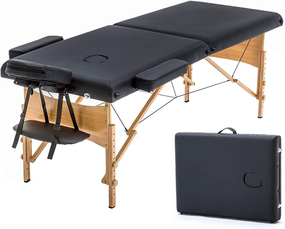 Bestmassage Massage Table Portable Massage Bed Lash Bed 28 in Wide Spa Bed Hight Adjustable 2 Fold Spa Bed Facial Cradle Salon Bed with Non-Woven Bag for Spa Footmassage Facial Carespa Tattoo