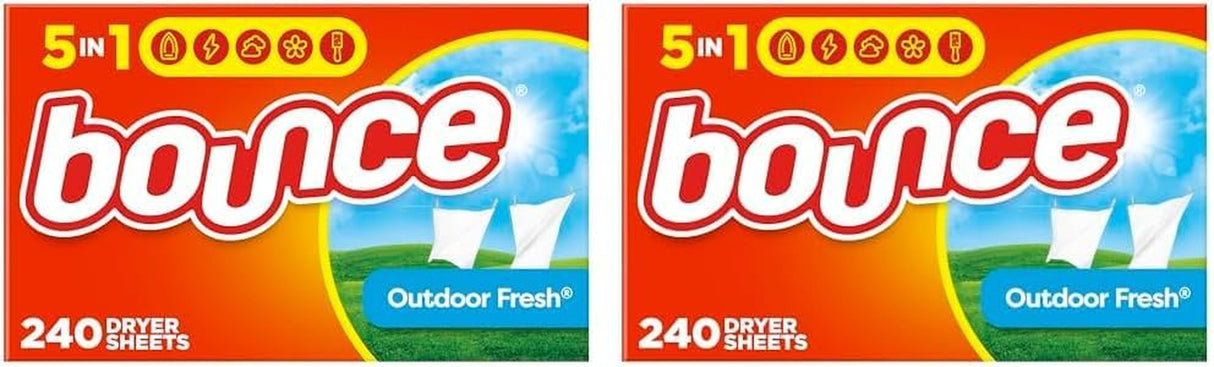 Bounce Dryer Sheets, Outdoor Fresh, 240 Count, Laundry Fabric Softener Sheets with Static Control and Wrinkle Fighters, Bounce Dryer Sheets, Fabric Softener Sheets