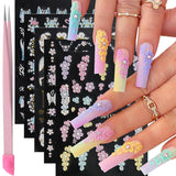 VOTACOS Flower Nail Art Stickers Decals 5D Embossed Nail Decals Spring Summer Daisy Nail Art Design Self-Adhesive Nail Supplies Accessories 3D Flower Nail Stickers for Women Nail DIY Decoration