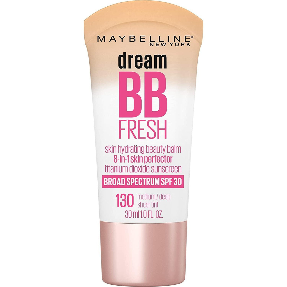 Maybelline Dream Fresh Skin Hydrating BB Cream, 8-In-1 Skin Perfecting Beauty Balm with Broad Spectrum SPF 30, Sheer Tint Coverage, Oil-Free, Medium, 1 Fl Oz - Supply Center USA