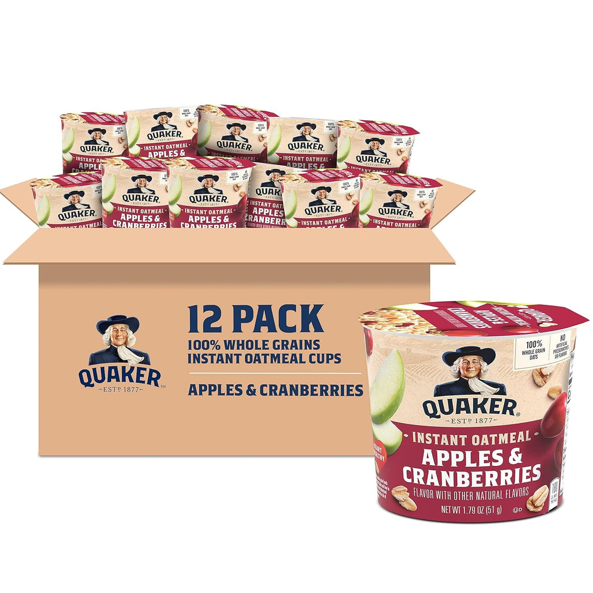 Quaker Instant Oatmeal Express Cups, 4 Flavor Variety Pack, 1.76 Ounce (Pack of 12)