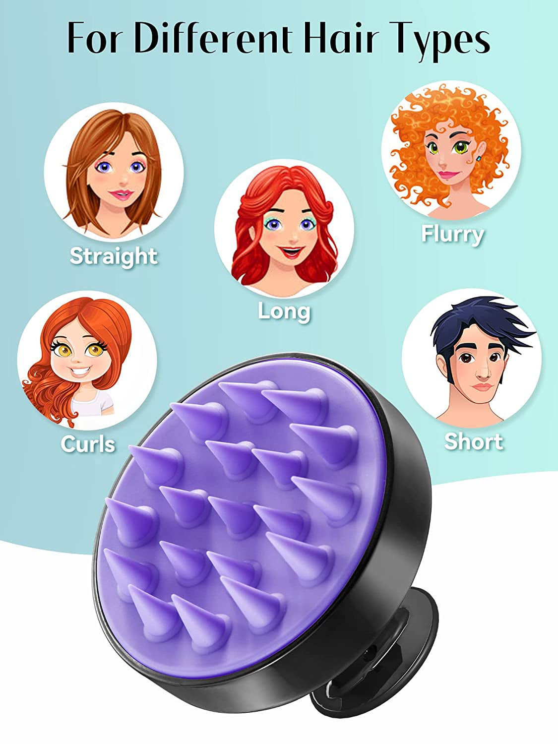 HEETA Shampoo Scalp Brush Massager Hair Growth, Scalp Scrubber with Soft Silicone Bristles for Hair Growth & Dandruff Removal, Hair Brush for Scalp Exfoliator, Black