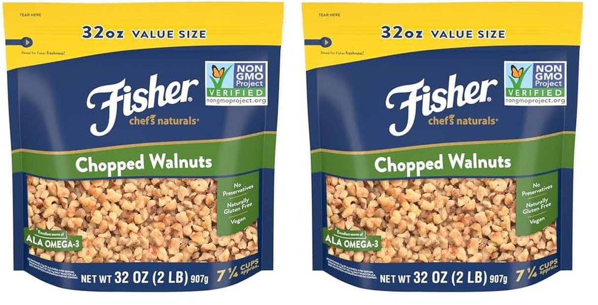Fisher Chef'S Naturals Walnut & Pieces, Naturally Gluten Free, No Preservatives, Non-Gmo, Halves, 16 Oz