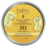 Babo Botanicals, Swim & Sport Mineral Sunscreen Balm, SPF 50, Fragrance Free, 2 oz (56 g) - Supply Center USA