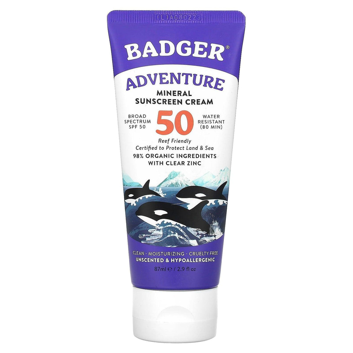 Badger Company, Adventure, Mineral Sunscreen Cream, SPF 50, Unscented, 2.9 fl oz (87 ml) - Supply Center USA