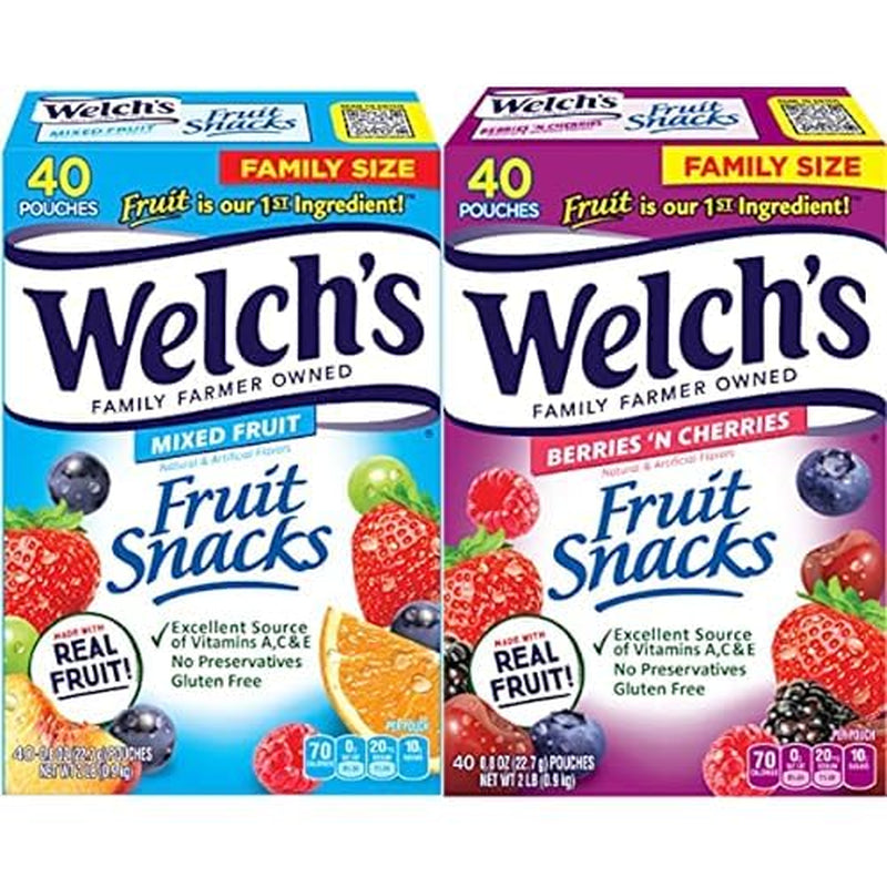 Welch’S Fruit Snacks, Mixed Fruit, Perfect Stocking Stuffer, Bulk Pack, Gluten Free, Individual Single Serve Bags, 0.8 Oz (Pack of 40)