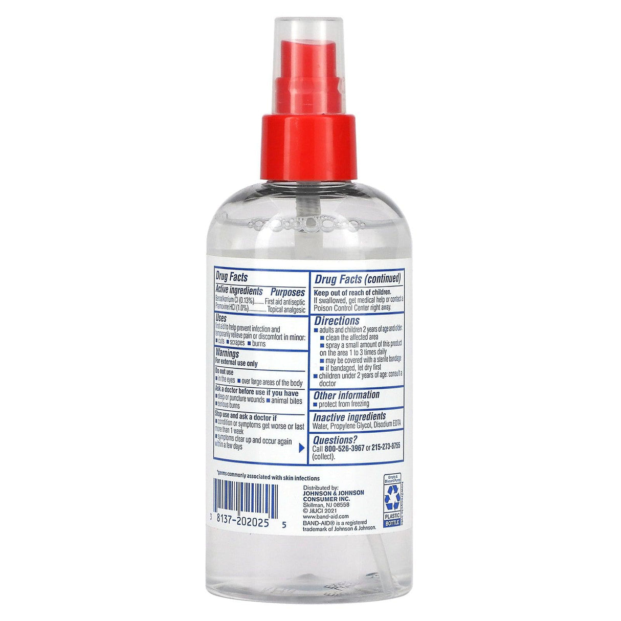 Band Aid, Antiseptic Cleansing Spray, Max Pain Relief , 8 fl oz (237 ml) - Supply Center USA