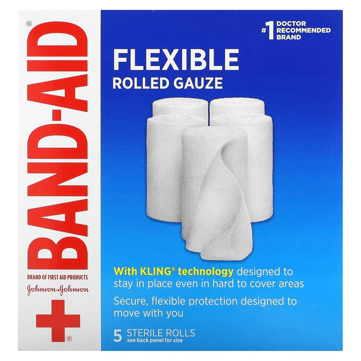 Band Aid, Flexible Rolled Gauze , 5 Rolls - Supply Center USA