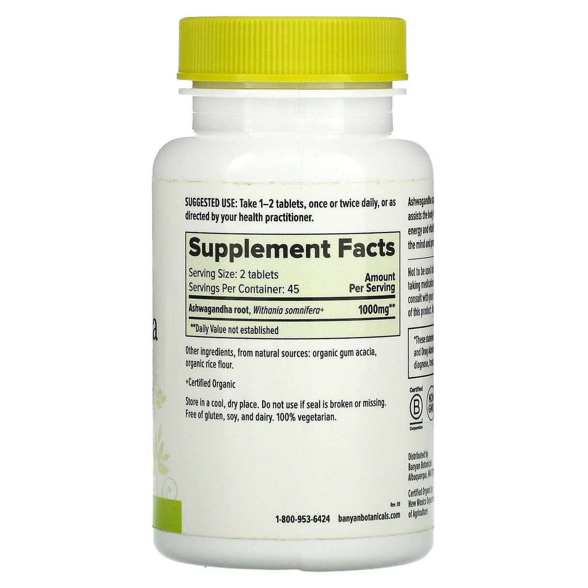 Banyan Botanicals, Ashwagandha, 90 Tablets - Supply Center USA