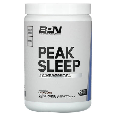 Bare Performance Nutrition, Peak Sleep, Chocolate, 12.6 oz (357 g) - Supply Center USA