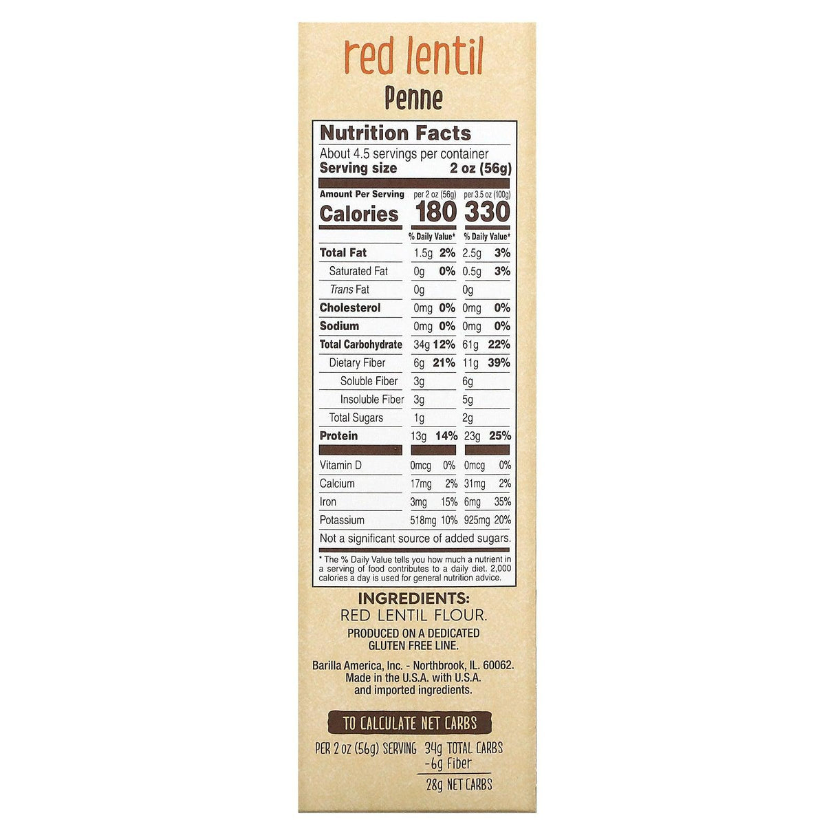 Barilla, Red Lentil Penne , 8.8 oz (250 g) - Supply Center USA