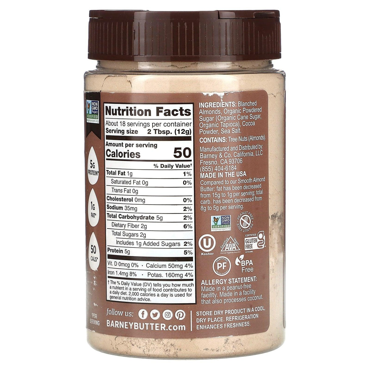 Barney Butter, Powdered Almond Butter, Chocolate, 8 oz (226 g) - Supply Center USA