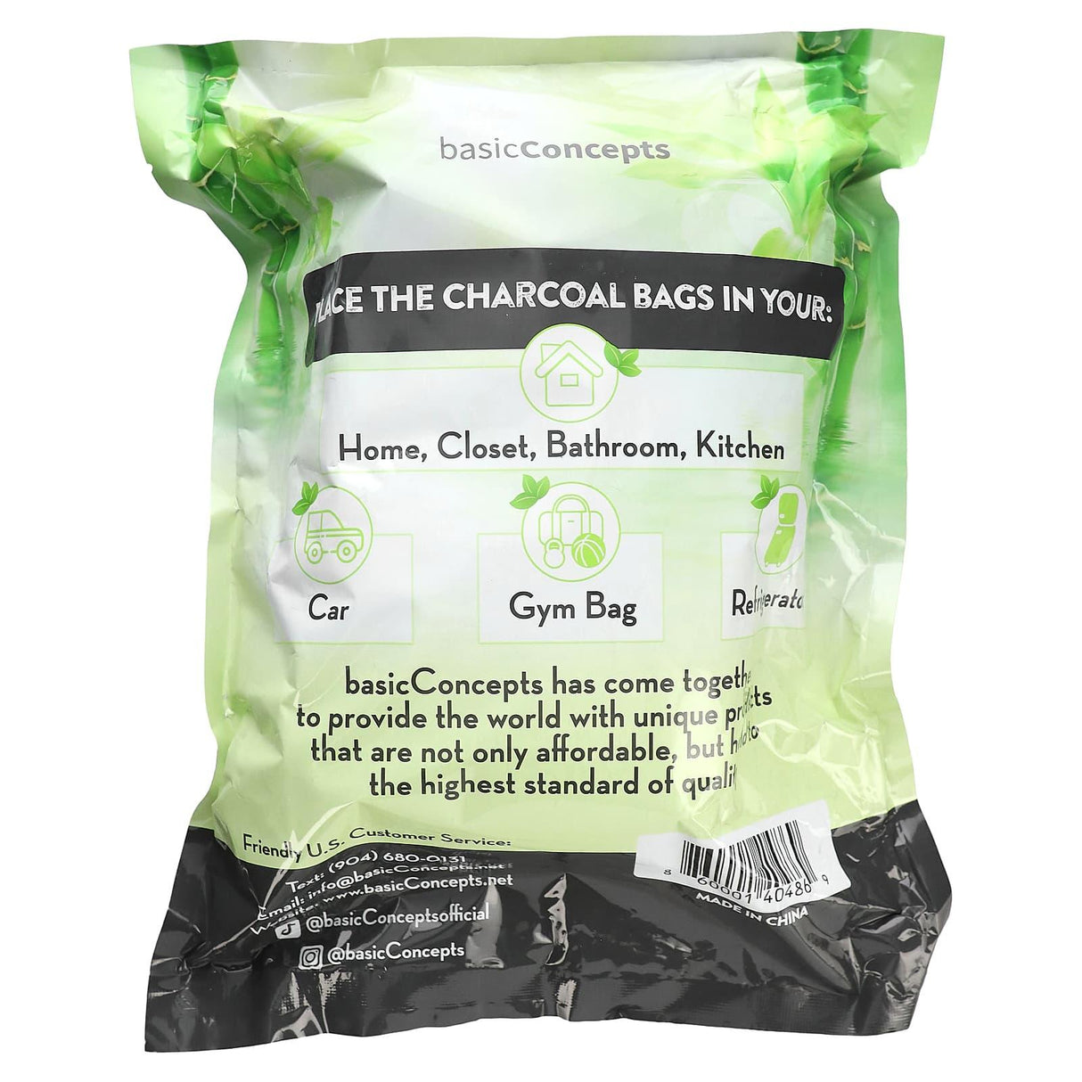 Basic Concepts, Bamboo Charcoal, Odor Absorbing Bags , 4 Pack - Supply Center USA
