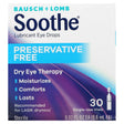 Bausch + Lomb, Soothe, Lubricant Eye Drops, Preservative Free, 30 Single-Use Vials, 0.02 fl oz (0.6 ml) Each - Supply Center USA