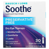 Bausch + Lomb, Soothe, Lubricant Eye Drops, Preservative Free, 30 Single-Use Vials, 0.02 fl oz (0.6 ml) Each - Supply Center USA