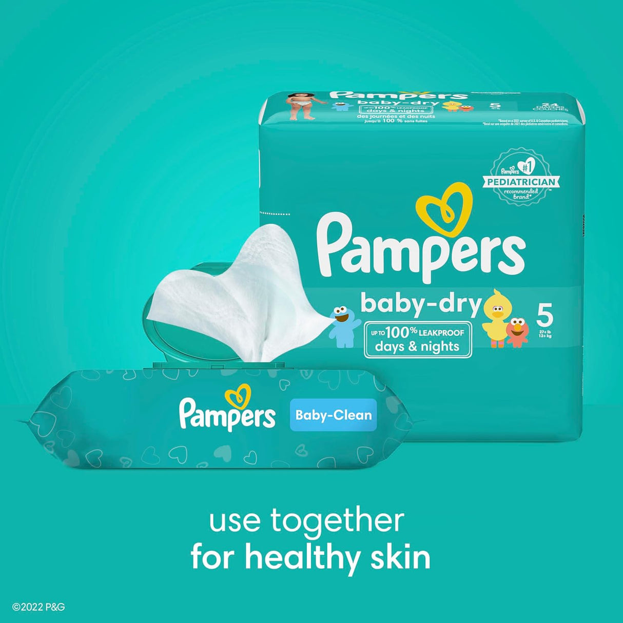 Pampers Baby Dry Diapers - Size 1, 120 Count, Absorbent Disposable Diapers