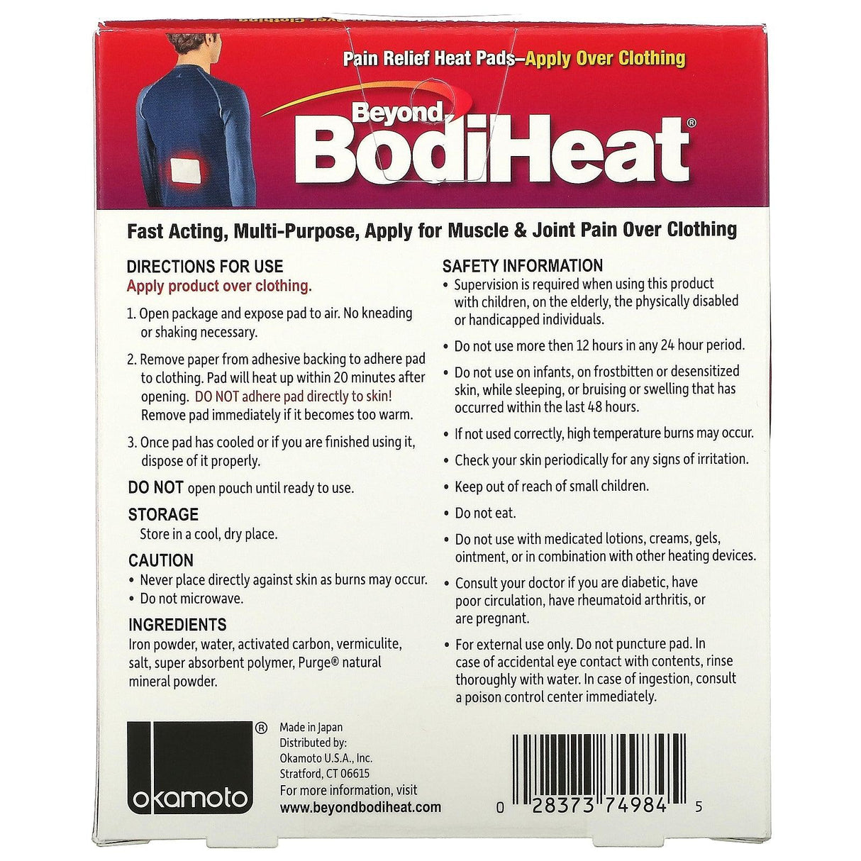 Beyond BodiHeat, Pain Relief Heat Pads, 4 Pack - Supply Center USA