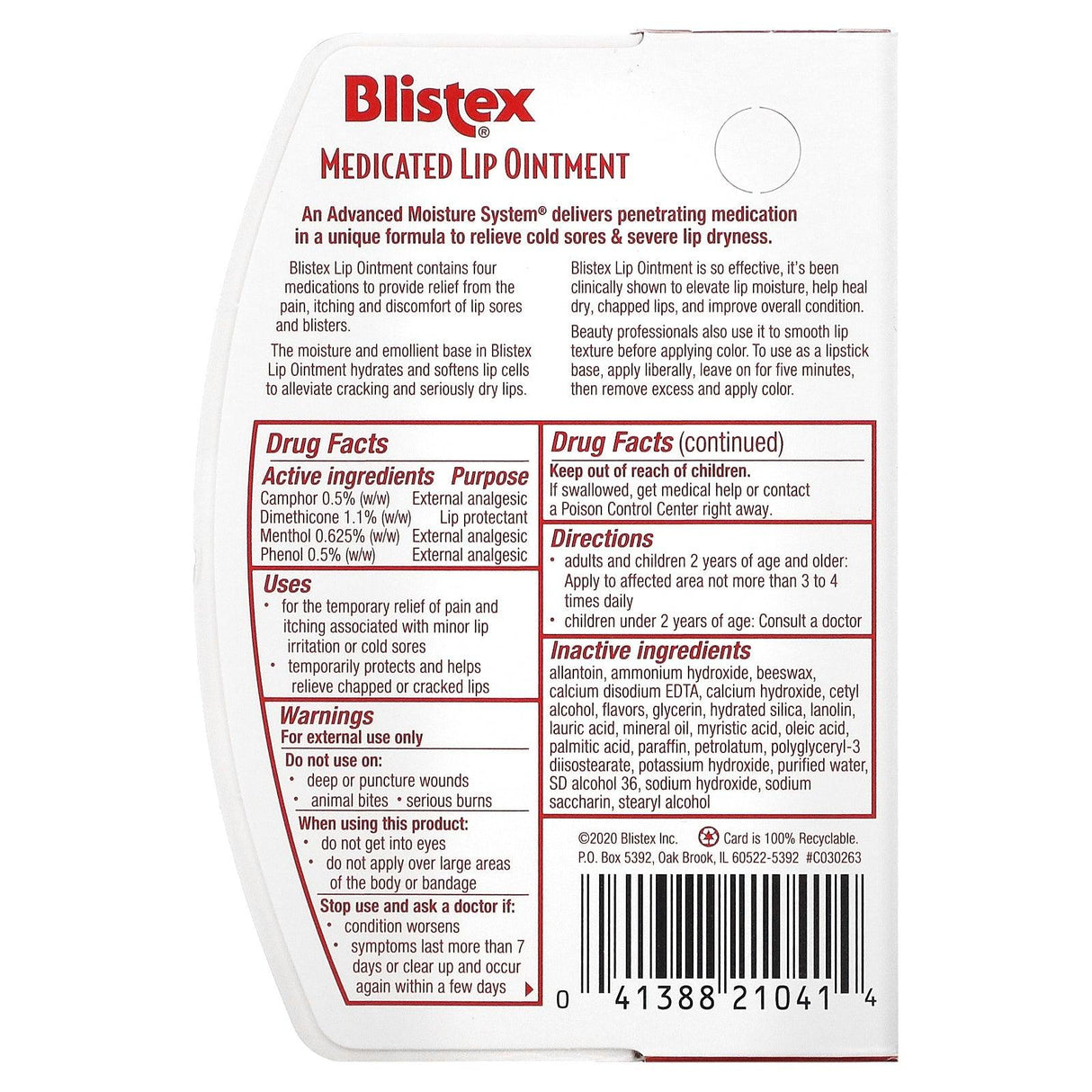 Blistex, Medicated Lip Ointment, 0.35 oz (10 g) - Supply Center USA