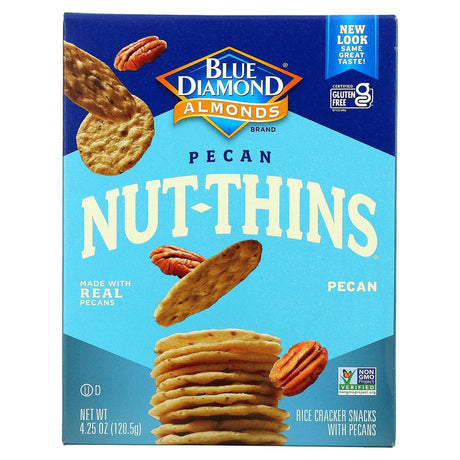 Blue Diamond, Pecan Nut-Thins, Rice Cracker Snacks with Pecans, 4.25 oz (120.5 g) - Supply Center USA