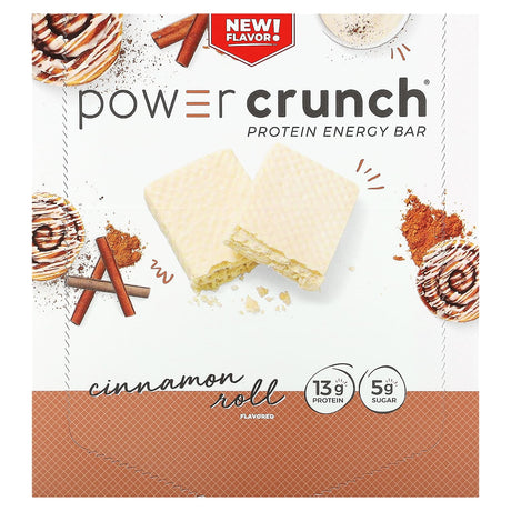 BNRG, Power Crunch Protein Energy Bar, Cinnamon Roll, 12 Bars, 1.4 oz (40 g) Each - Supply Center USA