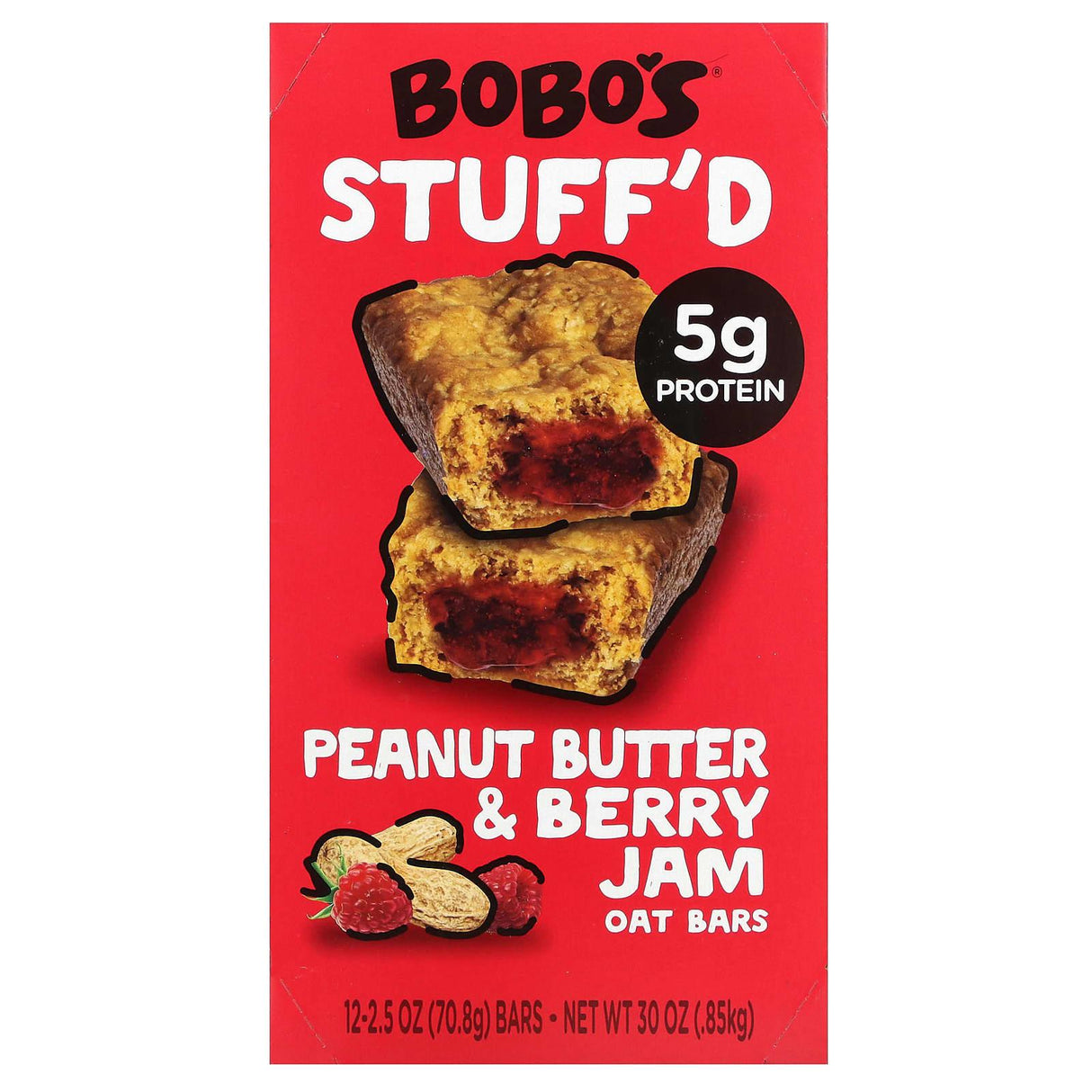 Bobo's Oat Bars, Stuff'd Oat Bars, Chocolate Almond Butter, 12 Bars, 2.5 oz (70.8 g) Each - Supply Center USA