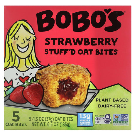 Bobo's Oat Bars, Stuff'd Oat Bites, Strawberry, 5 Bites, 1.3 oz (37 g) Each - Supply Center USA