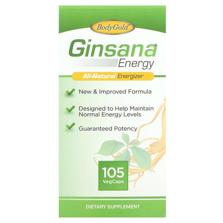 BodyGold, Ginsana Energy, All-Natural Energizer, 105 VegCaps - Supply Center USA