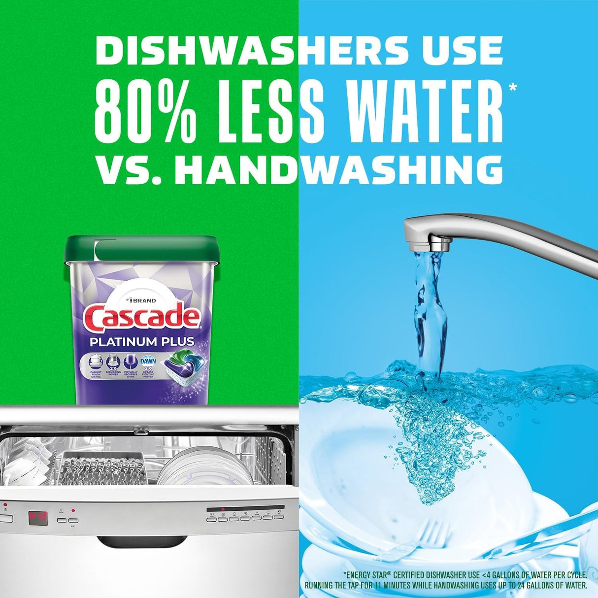 Cascade Platinum plus Dishwasher Pod, Dish Detergent Actionpacs, Dishwasher Detergent, Fresh, 52 Count