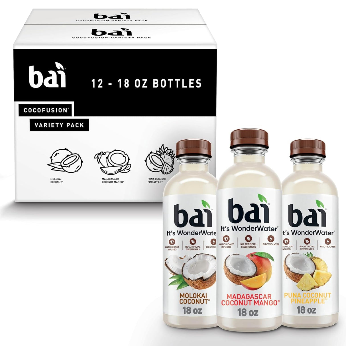 Bai Antioxidant Infused Water Beverage, Zambia Bing Cherry, with Vitamin C and No Artificial Sweeteners, 18 Fluid Ounce Bottle, 12 Pack