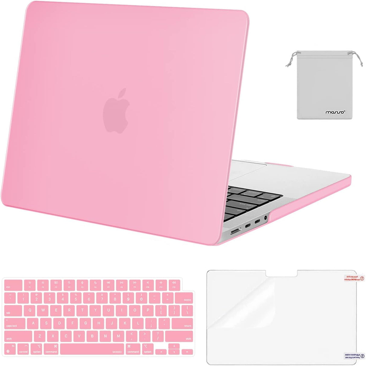 MOSISO Compatible with Macbook Pro 14 Inch Case 2024 2023 2022 2021 M4 M3 M2 M1 Pro Max A3112 A3185 A3401 A2918 A2992 A2779 A2442, Plastic Hard Shell&Keyboard Cover&Screen Film&Pouch, Black
