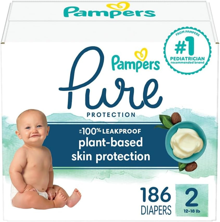 Pampers Pure Protection Diapers - Size 5, One Month Supply (132 Count), Hypoallergenic Premium Disposable Baby Diapers