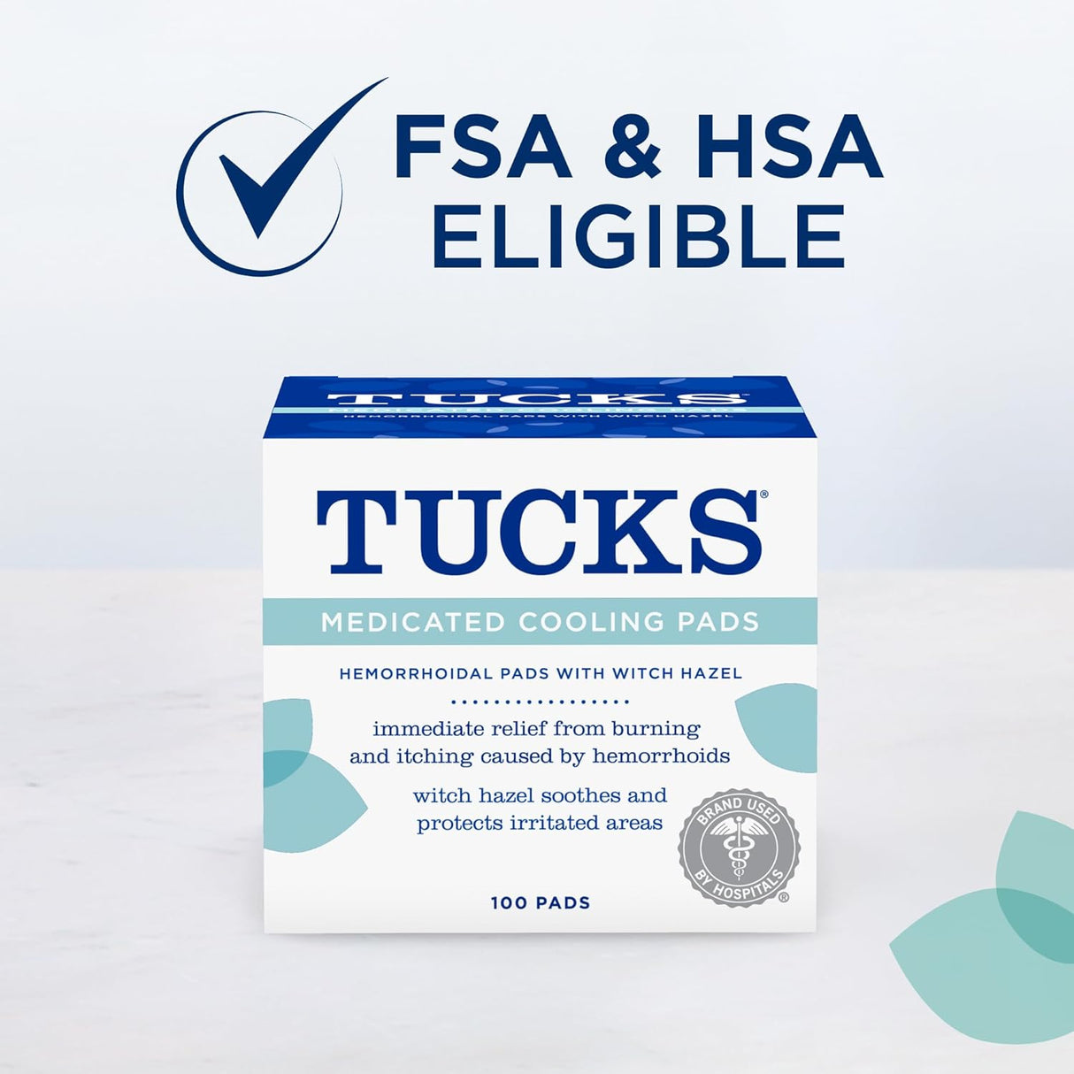 TUCKS Medicated Cooling Pads, 100 Count – Pads with Witch Hazel, Cleanses Sensitive Areas, Protects from Irritation, Hemorrhoid Treatment, Medicated Pads Used by Hospitals