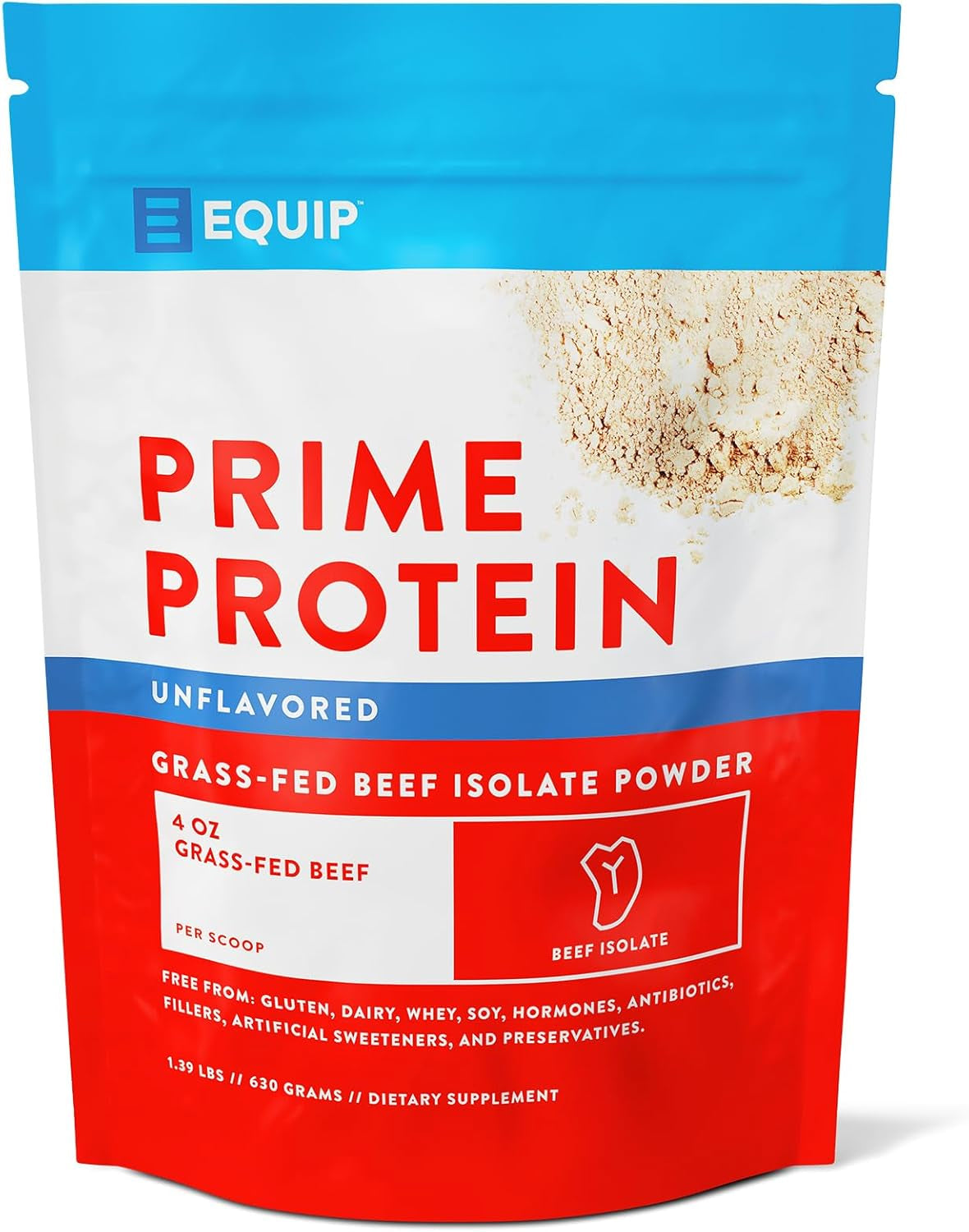 Equip Foods Prime Protein Powder | Clean, Grass Fed Beef Protein Isolate | Carnivore Protein Powder | Paleo, Keto Friendly | Gluten, Dairy Free | Helps Build & Repair Tissue | 30 Servings, Chocolate