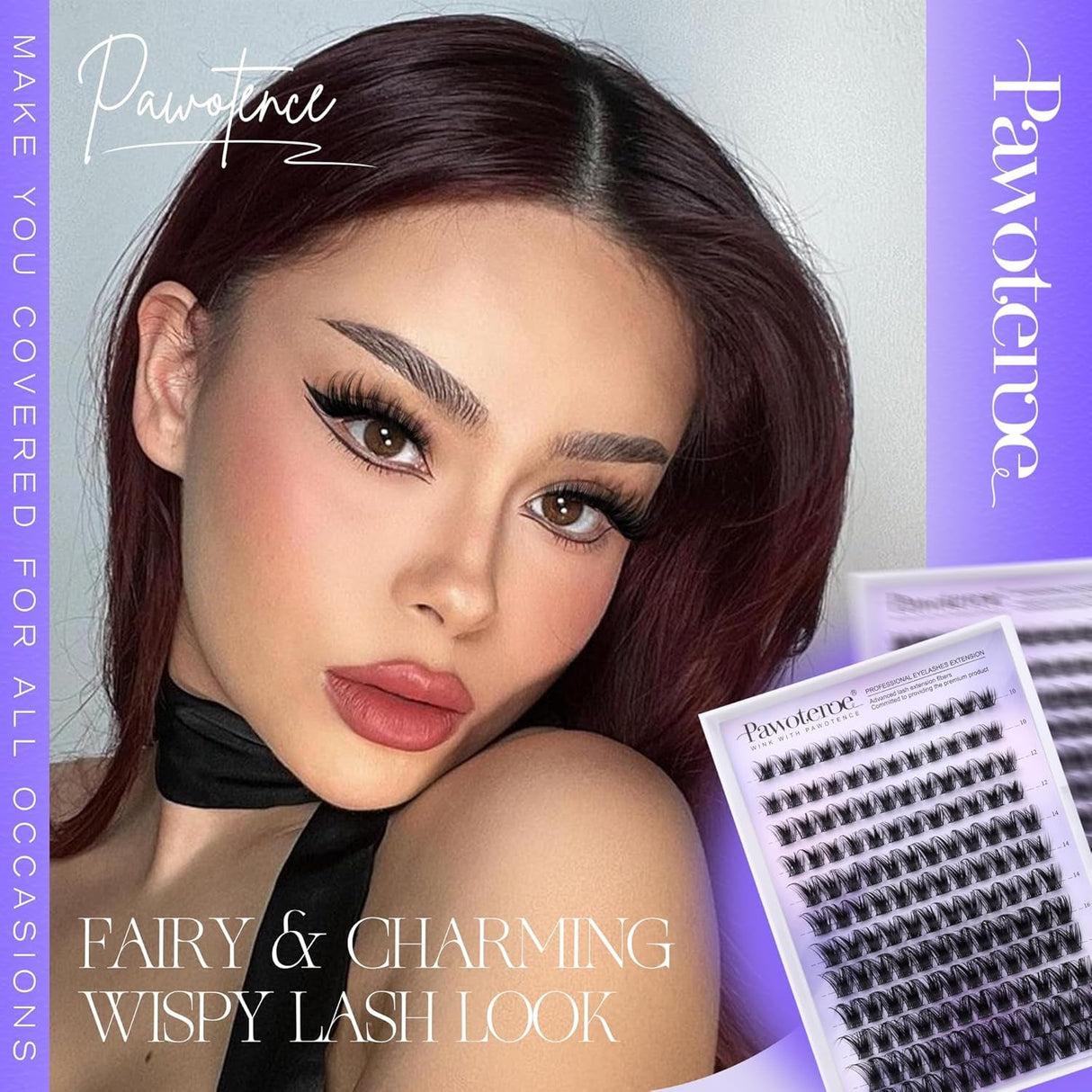 Pawotence Lash Clusters Wispy Cluster Eyelash Extensions 144Pcs Individual Lashes 10-18Mm Lash Extension DIY False Eyelashes Soft Comfortable Eyelash Clusters with Thin Band
