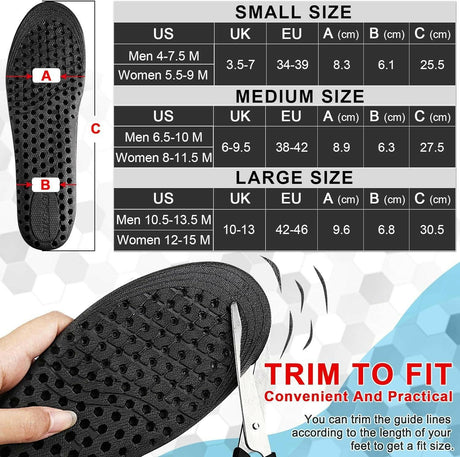 Ailaka Height Increase Insoles for Men Women, Honeycomb Shock Absorbing Cushion Insoles, Replacement Full Length Sports Shoe Height Inserts Height Elevation - Supply Center USA