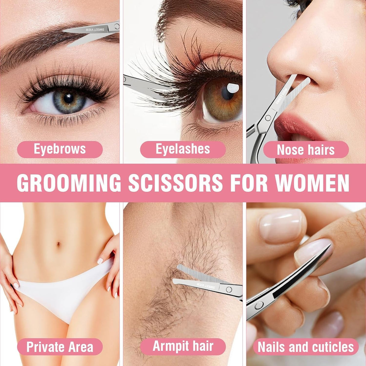 Eyebrow Scissors Curved and Rounded Small Grooming Scissors for Man and Woman Trimming Eyebrows, Nose, Mustache, Eyelashes, Ear Hairs, Nails and Cuticles.
