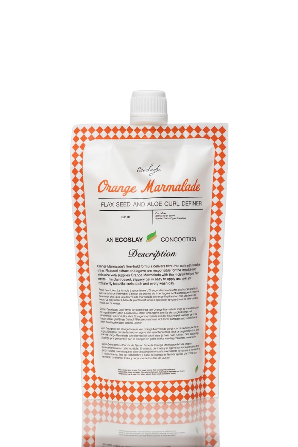 Ecoslay Orange Marmalade Curl Definer Gel - Long-Lasting Hold for Wavy, Curly, Coily, and Kinky Hair - Curl Styling Gel for Women