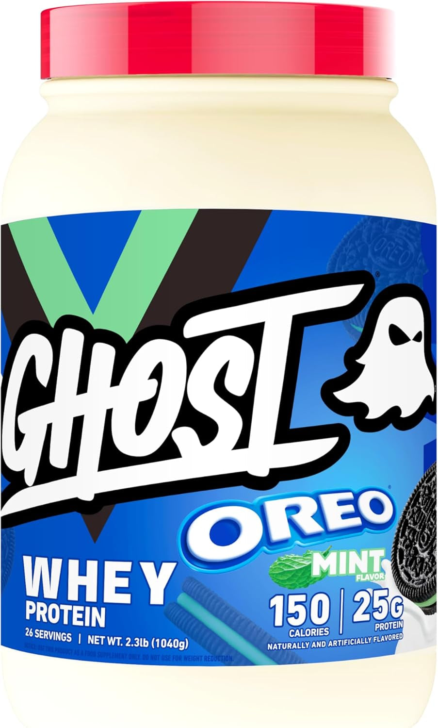 GHOST Whey Protein Powder, Chips Ahoy - 2LB Tub, 25G of Protein - Chocolate Chip Cookie Flavored Isolate, Concentrate & Hydrolyzed Whey Protein Blend