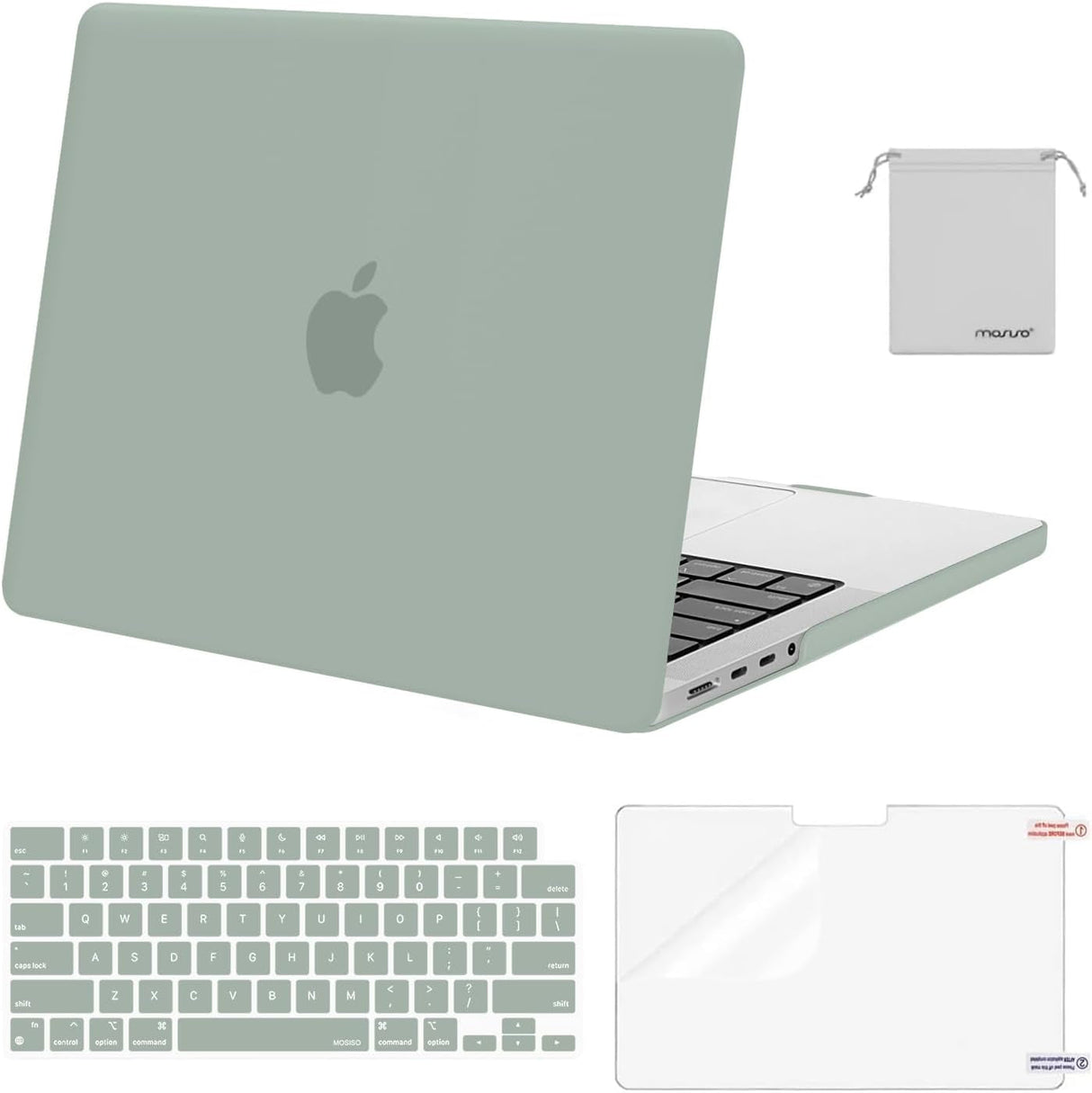 MOSISO Compatible with Macbook Pro 14 Inch Case 2024 2023 2022 2021 M4 M3 M2 M1 Pro Max A3112 A3185 A3401 A2918 A2992 A2779 A2442, Plastic Hard Shell&Keyboard Cover&Screen Film&Pouch, Black