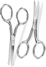 Eyebrow Scissors Curved and Rounded Small Grooming Scissors for Man and Woman Trimming Eyebrows, Nose, Mustache, Eyelashes, Ear Hairs, Nails and Cuticles.