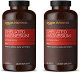Amazon Elements Chelated Magnesium Glycinate, 270 Mg per Serving (2 Tablets), Vegan, 240 Tablets (Packaging May Vary)