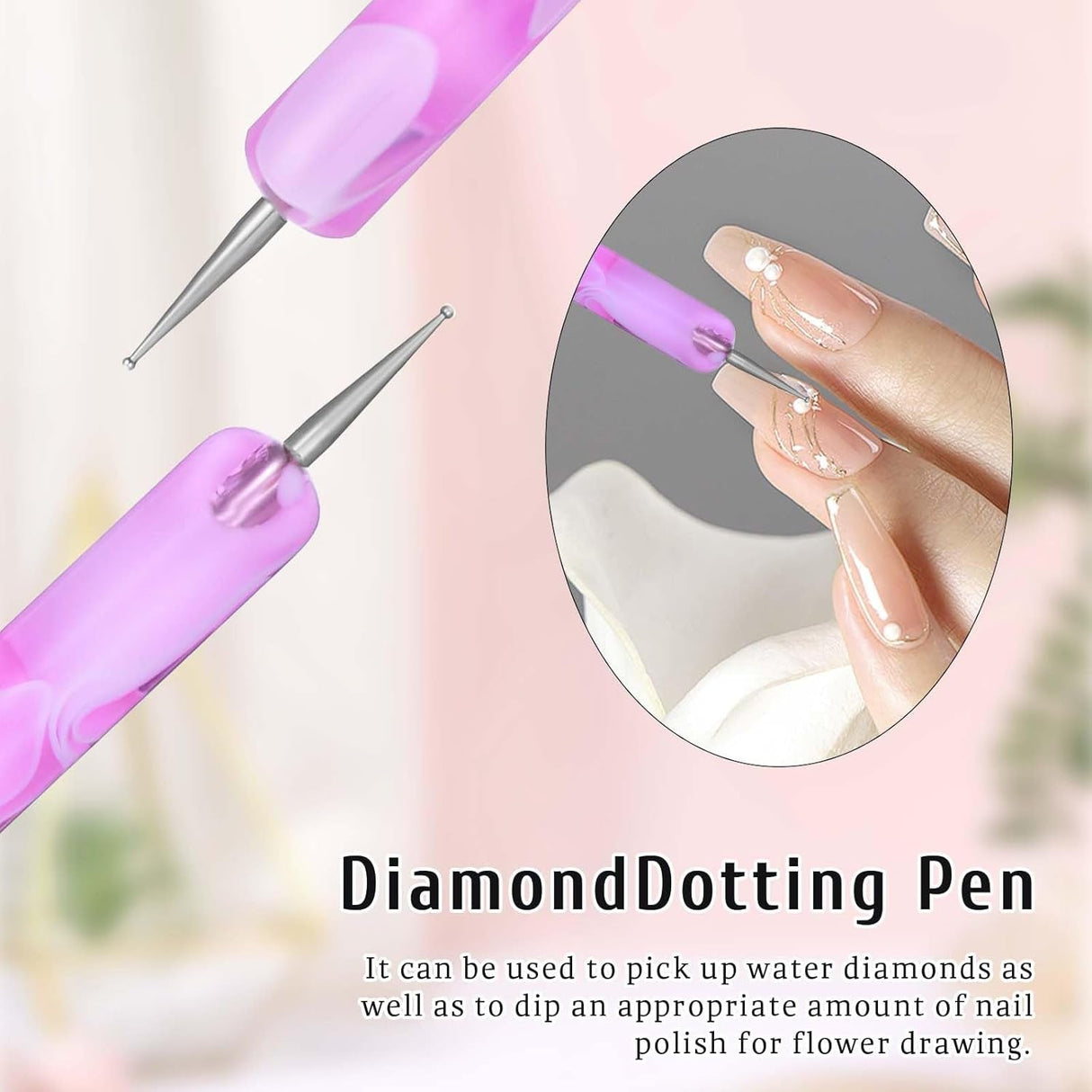 French Gel Acrylic Nail Art Brush & Dotting Tool, Premium 2 Way French Nail Art Kolinsky Brush for Professional Manicure Cuticle Clean up Nail Art Design French Tips Brushes (Size 14 & 16)