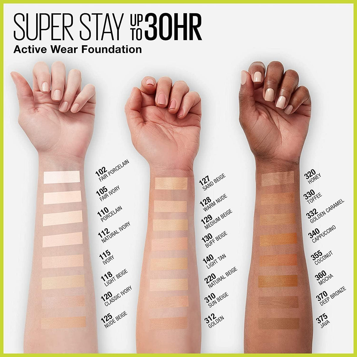 Maybelline Super Stay Full Coverage Liquid Foundation Active Wear Makeup, up to 30Hr Wear, Transfer, Sweat & Water Resistant, Matte Finish, Light Beige, 1 Count - Supply Center USA