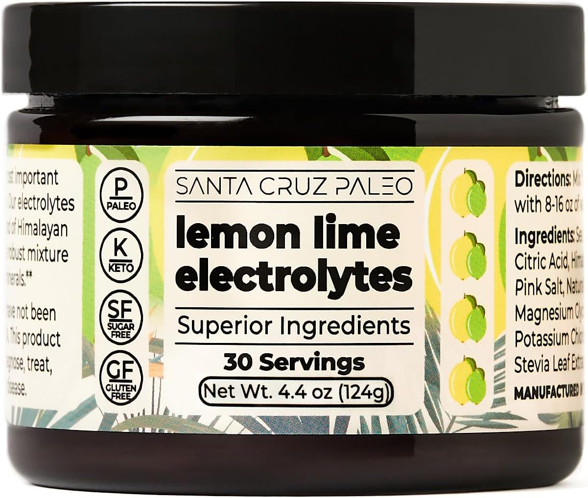 Santa Cruz Paleo Electrolytes Powder with Magnesium Glycinate, Dragonfruit, Hydration Drink Mix Made with Himalayan Pink Salt, Real Sea Salt, Gluten Free, Keto, Sugar Free, Paleo, 30 Servings, 1 Jar